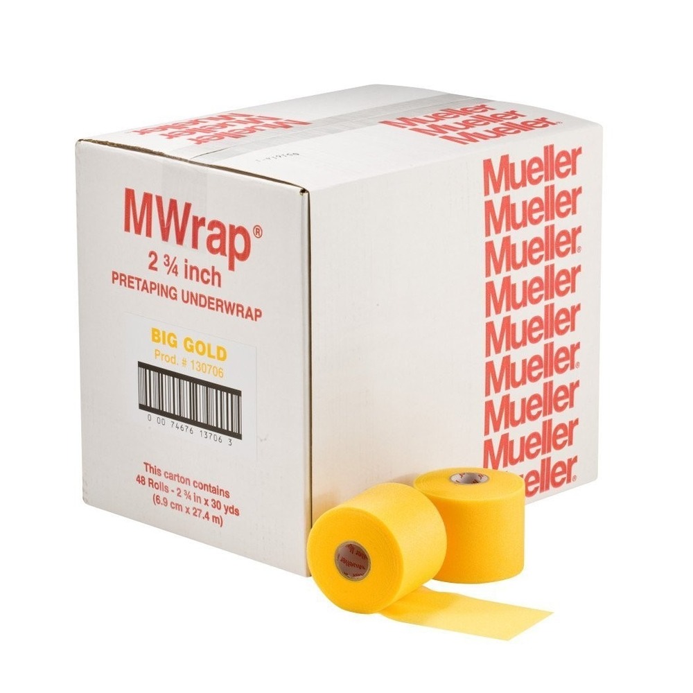 Mueller MWrap Pre Tape Underwrap 2.75in x 30yd Big Gold 48 Roll Case 130706